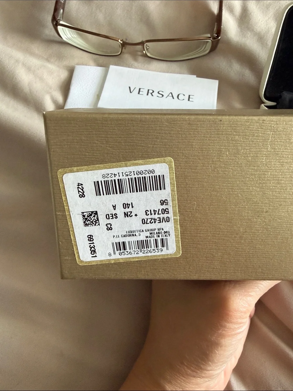 Versace Gold Metal Rectangular Women's Glasses with White Case